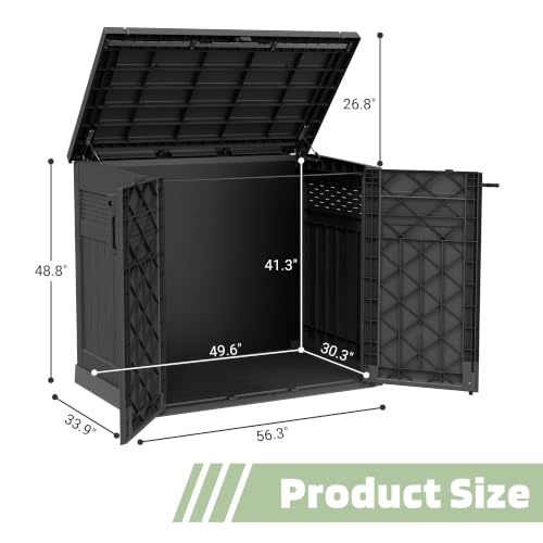 Image of LHBcraft Large Outdoor Storage Cabinet 51 Cu Ft with Lockable, Outdoor Storage Shed with Pneumatic Hydraulic Lid-Easy to Assemble, Waterproof Outdoor Storage Box for Backyards,Patios