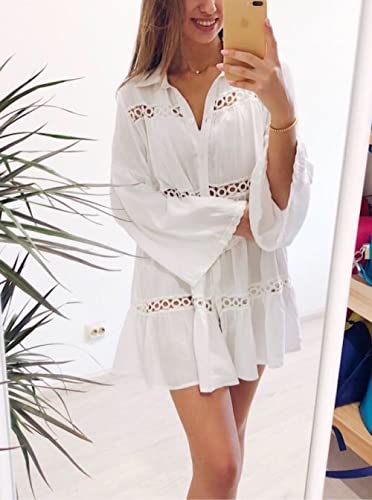 Buttzo Women's Cotton Beachwear Bikini Swimwear Beach Club Sexy Lace Cover Up Tops Bathing Suit #TOP5