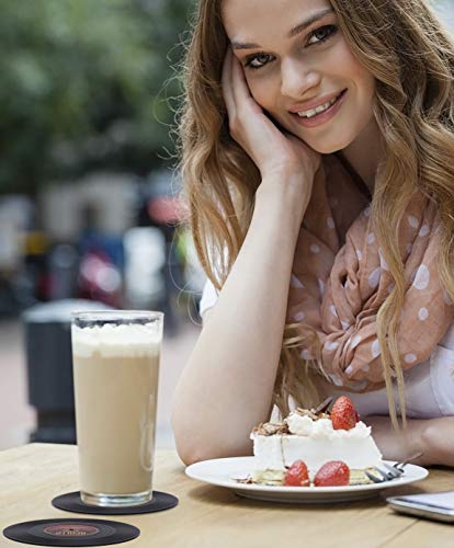 MengH-SHOP Posavasos de Vinilo Redondo Coasters Retro Grabar Originales Cup Mat para Bebidas frías Calientes Café Vasos… - Imagen 6