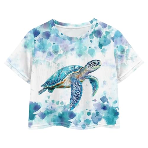 Image of Girls Summer Crop Top Outfits Short Sleeve T Shirts Kids Cute Clothes Tees Blouse