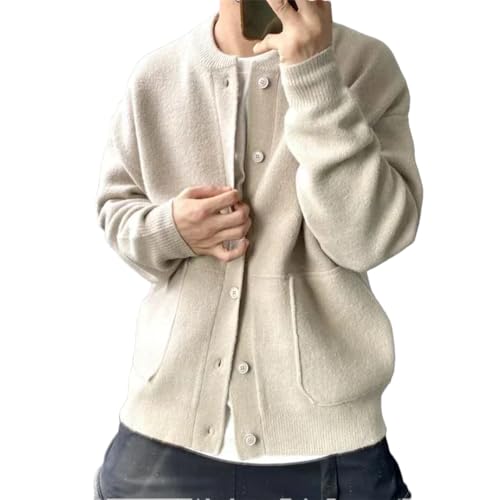 Dcvmvmn Winter Men's Solid Color Knitted Sweater Black Fashion Button Cardigan Sweater