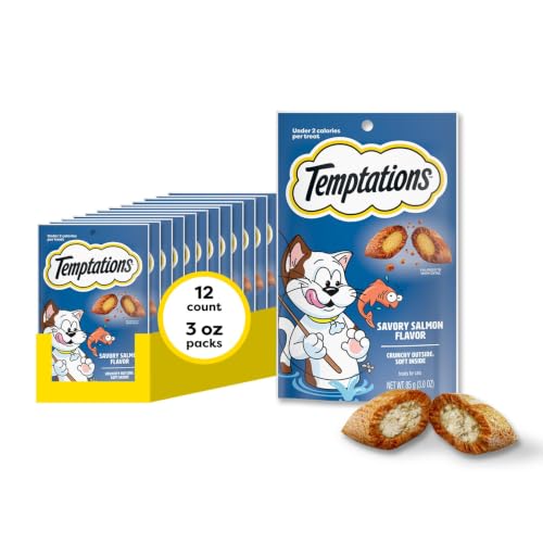 Temptations Classic Crunchy and Soft Cat Treats, Savory Salmon, 3 oz, 12pk - image 1