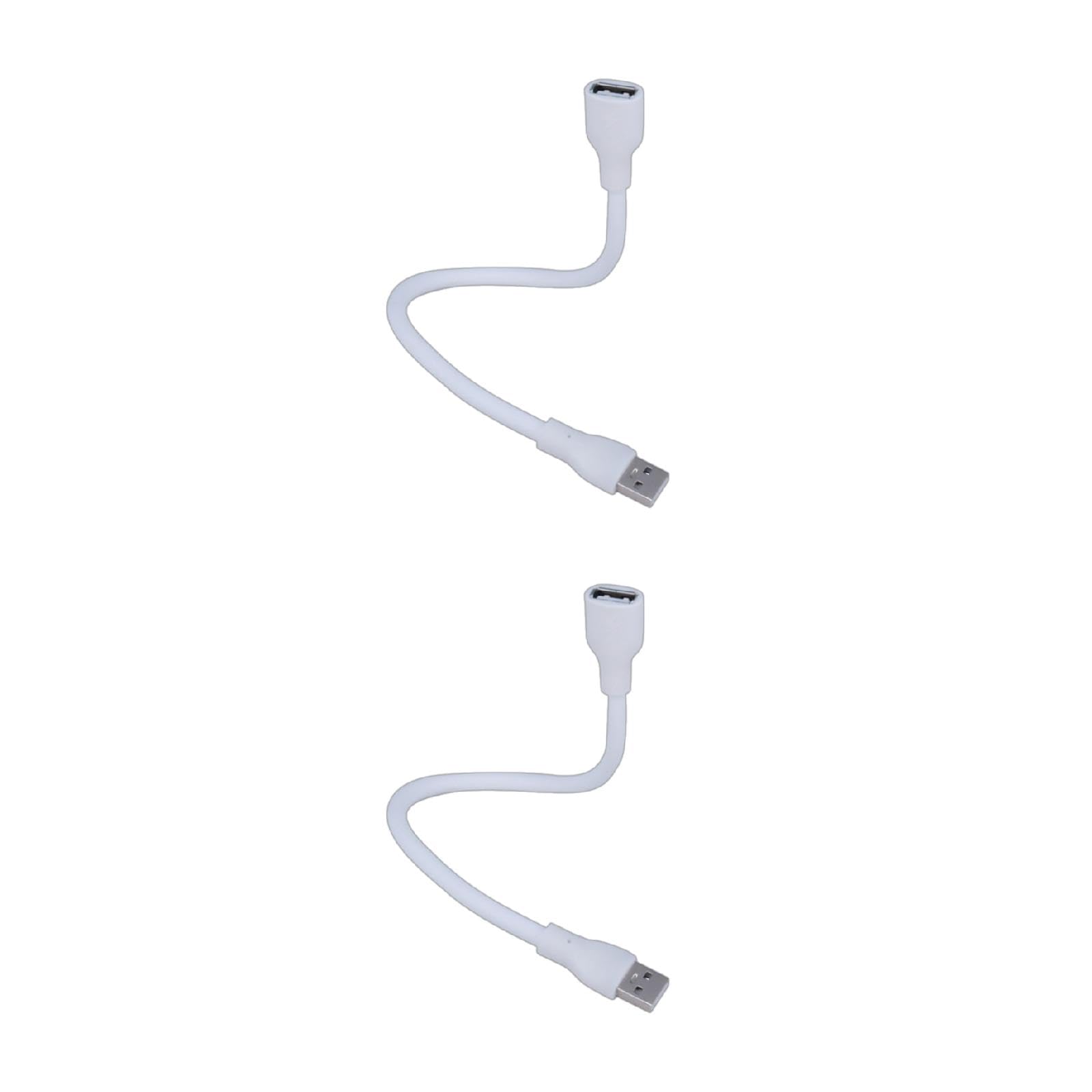 BEIYINAI Durability USB Extension Cable USB Light Cable Soft Metal Hose Wire USB Lighting Cable Replacement 29cm Long Cable USB Extension Cable, White