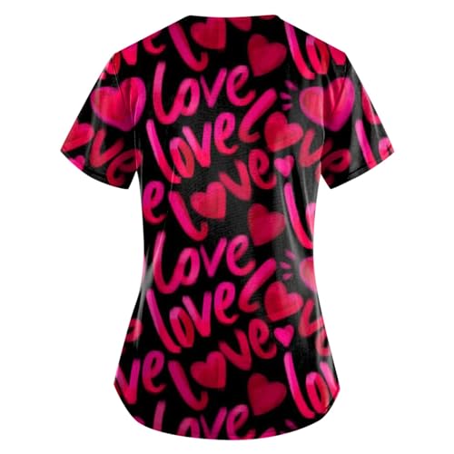 OIOLOYJM Printed Scrub Tops Women Short Sleeve V Neck Plus Size Scrubs for Womens Nursing Uniforms Shirts with Pockets