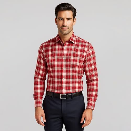 Image of BIGREAMS Premium 100% Cotton Checkered Unstitched Shirt Fabric For Men's - 0% Color Fade, Summer Shirt Piece, Breathable Fabric, 150 CM WIDE