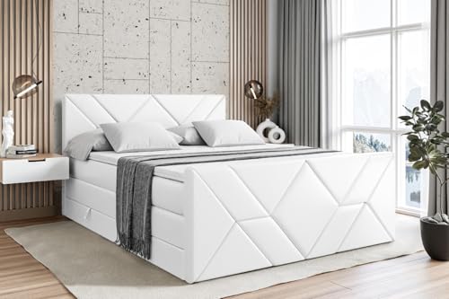 ALTDECOR Boxspringbett mit Matratze und Lattenrost, Topper, Fußteil,Polsterbett mit Bettkasten, Bett mit Stauraum H3- und H4- Matratze, Doppelbett -...
