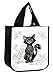 KIUB Cabas de courses en matière recyclée - motif chat noir - format 31*26 cm avec épaisseur de 18CM