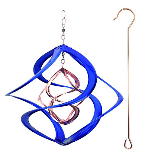 Red Carpet Studios 91093 14-Inch Cosmix Helix Wind Spinner, Deluxe With Hanger Blue & Copper Finish #TOP8