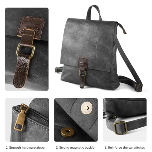 Image of Women's Fashion Backpack Purse Multipurpose Design Convertible Satchel Handbags Shoulder Bag Travel bag (Grey)