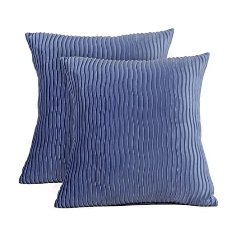 Throw Pillow Covers Decorative Pillows Covers 18x18 inch Velvet Couch Pillow Case Square Pillow Cases Cushion Covers for Sofa Bed Office Chair Dorm Room Decor Blue Cover
