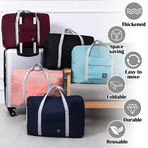 5PCS Foldable Travel Duffel Bag for Travel，Lightweight Tote Carry on Luggage Bag Spirit Airlines Personal item Sports Travel Bag for Women and Men Holiday, Shopping, Weekends, Outing, Sports3