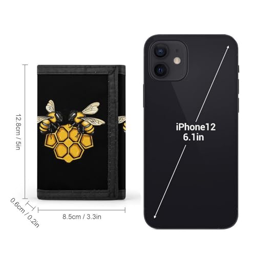 Bees on Top of Honeycombs Trifold Wallets for Men Women Ultra Thin Card Holder Purse with Zip Coin Pocket2