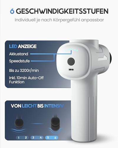 HELDENWERK® Massagepistole Mini mit 6 Massageköpfen extra leise Massagegun – Ansicht 3