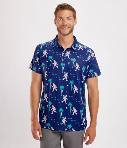 Tipsy Elves Men's Athletic Fit Golf Polo Shirt - Performance Golf Shirt for Men w/ 4-Way Stretch Moisture Wicking Fabric2