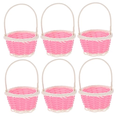 VICASKY 6 Piezas Cestas Compra Para Tejidas De Plástico Cestas Para Regalos De Shower y Pequeñas Con Asa Para Dulces y Almacenamiento Fiesta