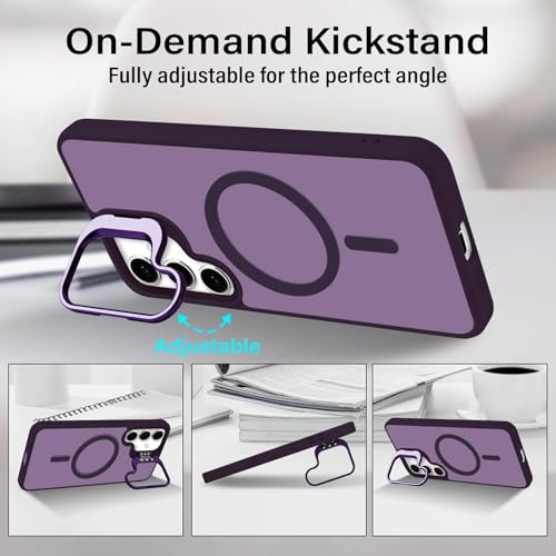 Image of DIZORO Samsung Galaxy S25 Case Compatible with Wireless Charging, with Camera Stand, Military Grade Drop Tested,Translucent Hard Back Soft Edge Back Cover Deep