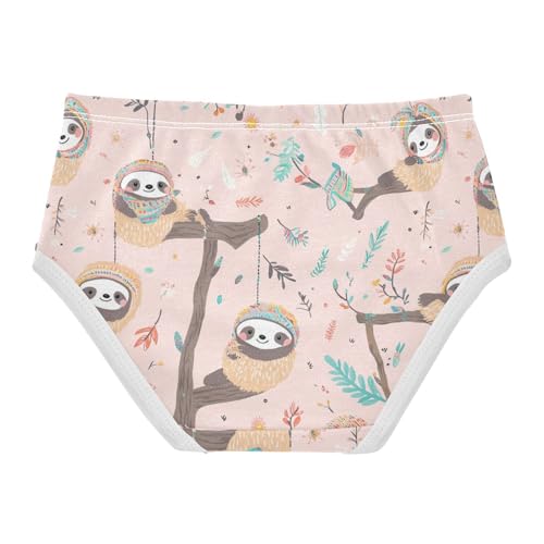 Wusikd Cute Sloth Girls' Underwear Cotton Pink Girls Briefs Soft Toddler Underwear 2T2
