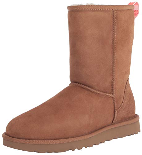 UGG Classic Short Ii Graphic Logo Boot, Chestnut / Neon Coral, Size 5