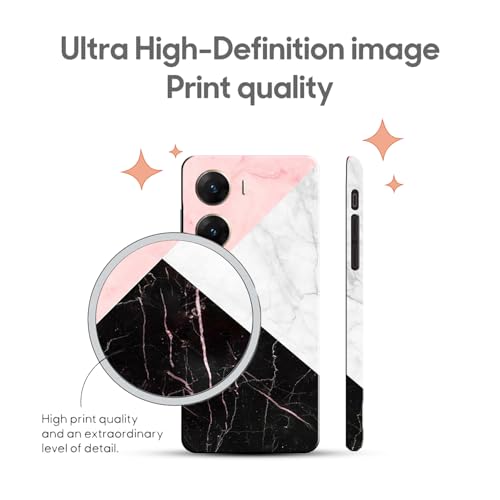 Image of COLORflow Polycarbonate Back Cover Compatible with Vivo V29E 5G | Beautiful Black White Pink Marble | Designer Printed Hard CASE Bumper Back Cover Compatible with Vivo V29E 5G