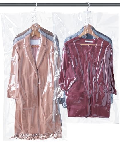 Niviy Bolsas de Vacio para Ropa Colgar 2Piezas Bolsas Vacio Ropa Grandes Ahorra Espacio para Abrigos Trajes 110x67cm+135x67cm Bolsas de Almacenamiento al Vacío Transparente