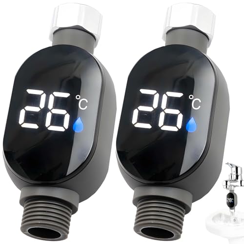 2-Pack Shower Water Temperature Gauges with LED Display