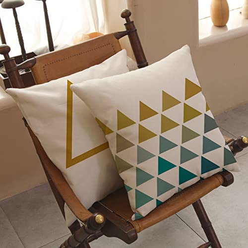 Ezving Modern Simple Geometric Style Soft Linen Burlap Square Decor Throw Pillow Covers, 20 X 20 Inches, Pack Of 4 (Yellow) #TOP6