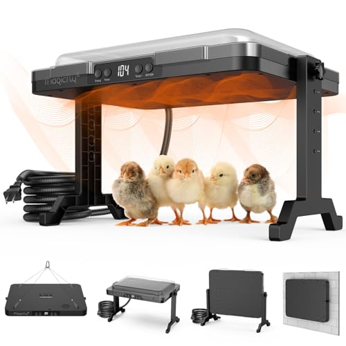 Brooder Plate for Chicks, Magicfly 200W Adjustable Chick Brooder Heater with Temp & Timer, UL-Compliant Safe Design, Chicken Coop Heater with Remote Control & Cover, for Ducklings Poults