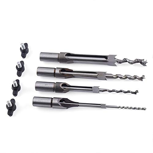Bench Drill Locator Set Mortising Mortise Tenon Drill Bench Drill Machine Woodworking Square Hole Chisel Mortise Locator Tool+4 Bits #TOP7