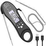 Fabuletta Rechargeable Digital Meat Thermometer - Dual Probe Instant Read Thermometer with Alarm...
