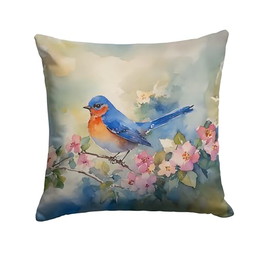 Caroline's Treasures Bluebird Throw Pillow Machine Washable, Indoor Outdoor Decorative Pillow for Couch, Bed or Patio, 18Hx18W
