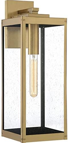 Quoizel WVR8407A Westover Modern Industrial Outdoor Wall Sconce Lighting, 1-Light, 150 Watt, Antique Brass (20"H x 7"W)