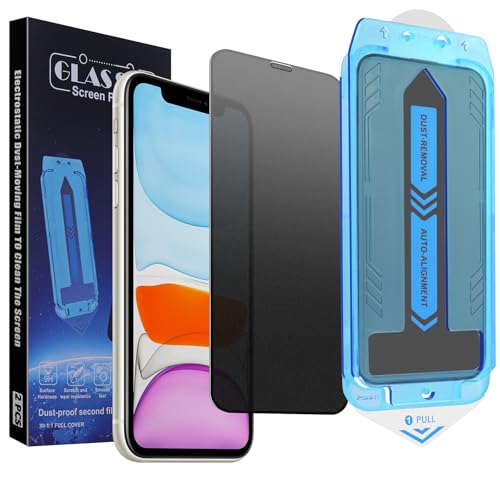 Image of 2-Pack Matte Privacy Screen Protector for for iPhone 11 and iPhone XR | 6.1-inch,9H Tempered Glass, Full Coverage, Anti-Fingerprint, Auto Dust-Elimination, No Bubble, Easy Installation