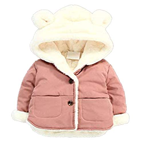 Warm Cotton Coats Outerwear for Boys Girls, Winter Coat Soft Fleece Thick Warm Jacket Ear Hooded Snowsuit Outwear Overcoat Size 2-3T Pink110