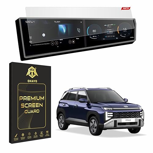 Image of OHAYO 9H Hard Car Display Screen Protector for Hyundai Venue 2025 & 2026(Matte) Facelift | 12.3 inch Dual Infotainment & Instrument Cluster Guard | HX2 HX4 HX5 HX6 HX6T HX7 HX8 HX10 N6 N10 | Scratch Resistant, HD Clear, Bubble Free | Not Tempered Glass