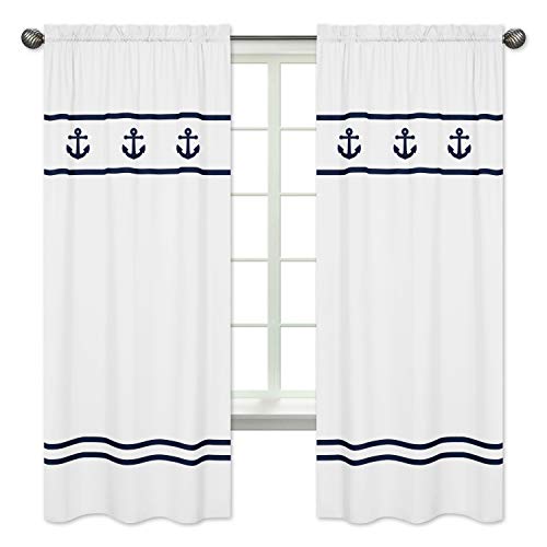 Sweet Jojo Designs Window Treatment Panels For Anchors Away Nautical Navy And White Collection - Set Of 2 #TOP19