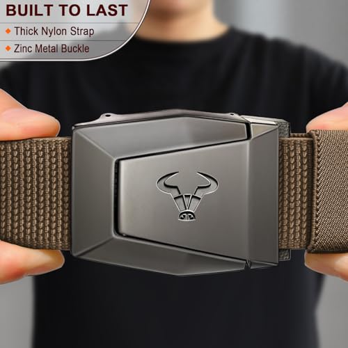 BULLIANT Men Stretch Belt, Nylon Rigger Web EDC Holster Belt for Gift Men Hiking Tactical Military Heavy Duty 1 3/8"2
