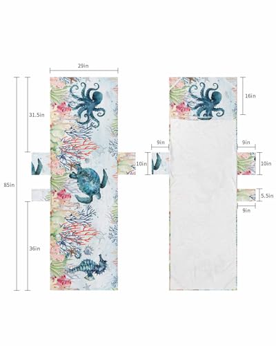 Turtle Beach Lounge Chair Towel Cover, Soft Chaise Lounge Towel with Side Pockets Patio Pool Chairs Cover for Beach/Pool Sunbathing 29x85 Coastal Nautical Octopus Coral Starfish Navy Blue