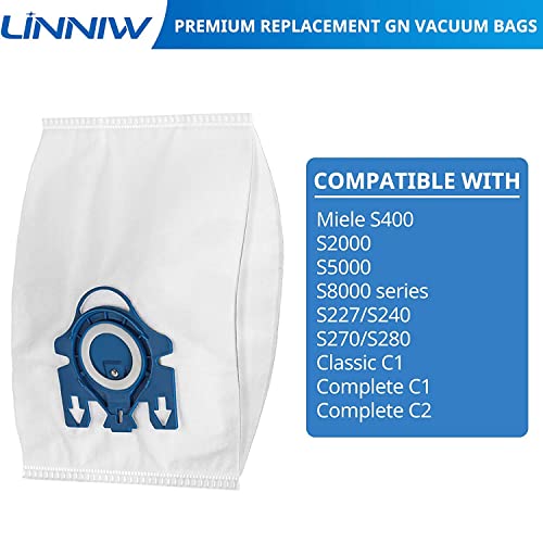 12 Pack 3D Airclean Gn Vacuum Bags Compatible With Miele Classic C1, Complete C1, Complete C2, Complete C3, S227 S240, S270, S400, S2, S5, S8 Series Canister Vacuum Cleaner #TOP4