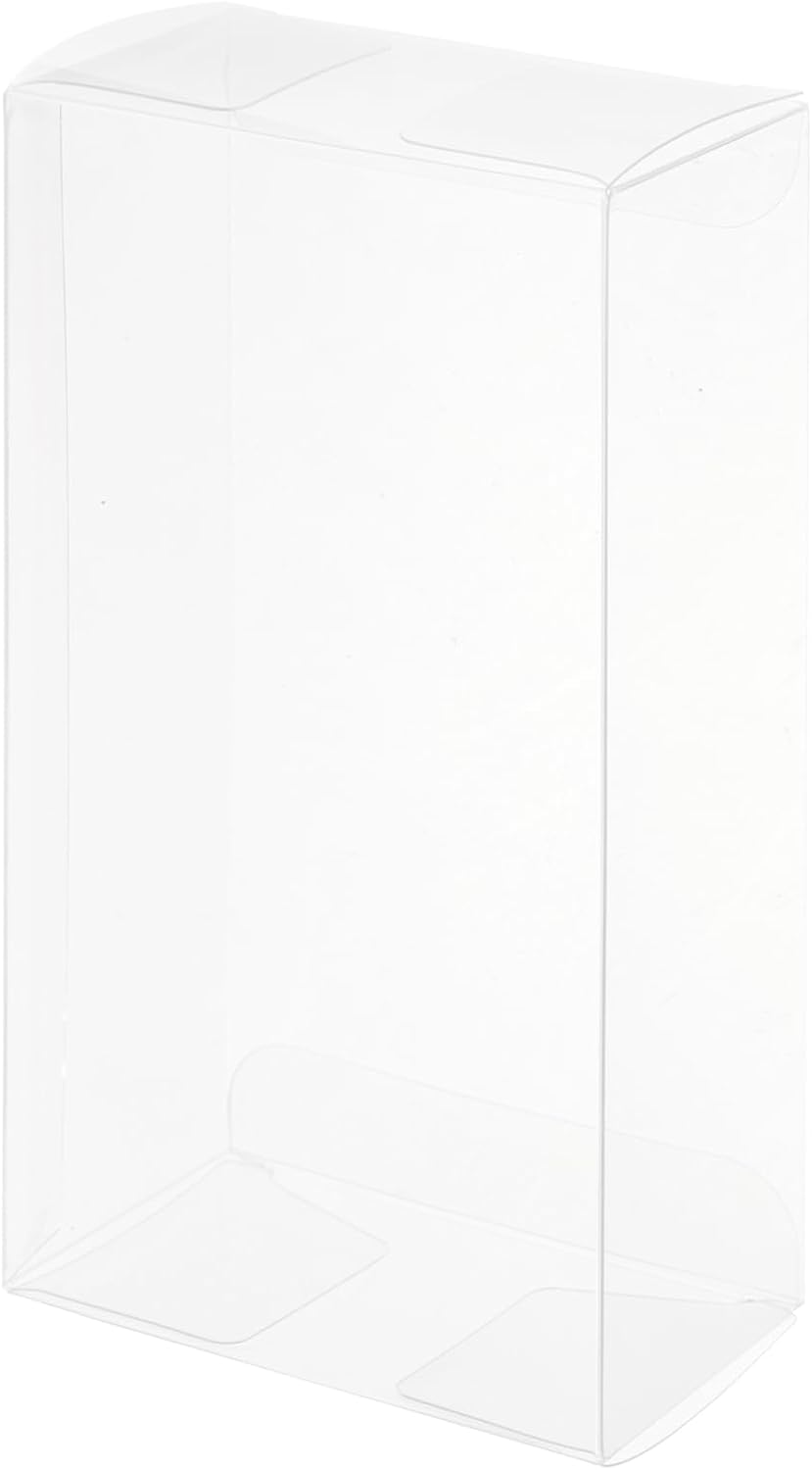 MECCANIXITY Plastic Retail Boxes 2.9"x1.8"x5.5" (74x45x139mm) Gift Box with Protecting Film for Candy, Cookies, Christmas, Wedding, Party Wrapping Clear Pack of 30