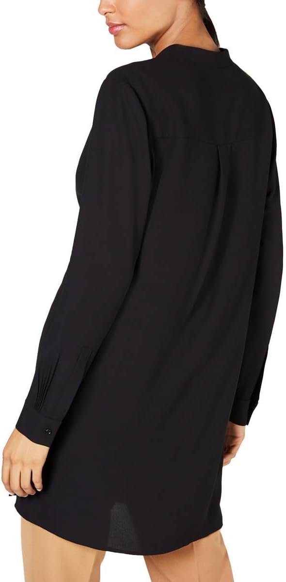 Anne Klein POP-Over Blouse with Covered Placket and Side Slit Asphalt - Image 2