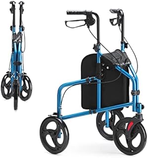 OasisSpace 3 Wheel Walker - 3 Wheels Rollator with 10” Wheels, Narrow Three Wheels Walker with Large Storage Bag, 3 Wheels Walker for Seniors Foldable Lightweight