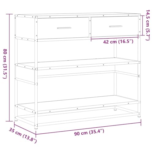 Mesa consola de madera con cajón funcional y estructura de metal 4