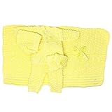I&S Newborn Infant Baby 5 Pieces Knit Crochet Set Warm Winter Fashionable Layette Set Comfort Girls Boys Unisex (0-3 Months, Yellow)