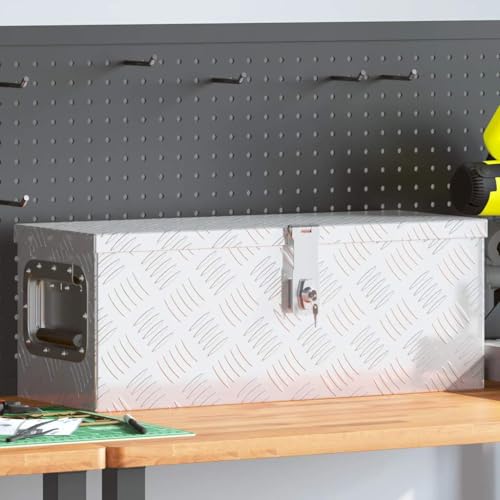 vidaXL Aufbewahrungsbox Aluminiumkoffer Aluminiumbox Lagerbox Lagerkiste Transportkoffer Transportkiste Silbern 60x23,5x23cm Aluminium