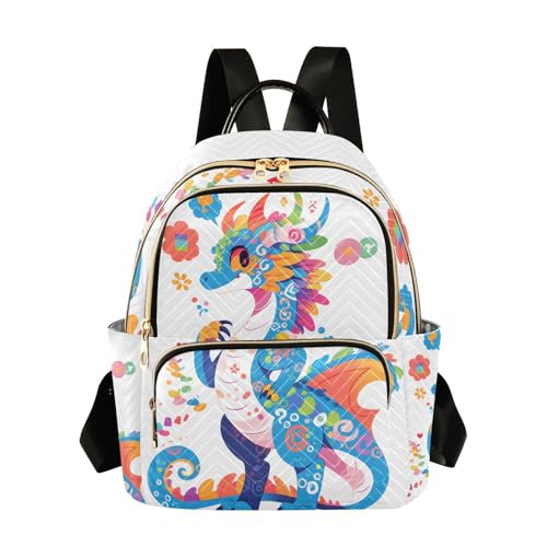 Image of ALAZA Cute Dragon Cartoon Small Backpack Purse for Women Travel Bag Fashion Daypack Back Pack Shoulder Bag