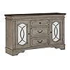 Signature Design by Ashley Londenbay Classic Farmhouse Dining Server with 3 Drawers and 2 Cabinet Doors Brown Gray