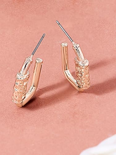 Image of Ami Rose Gold Classy Contemporary Semi Hoop Earring For Women-ZPFK19967