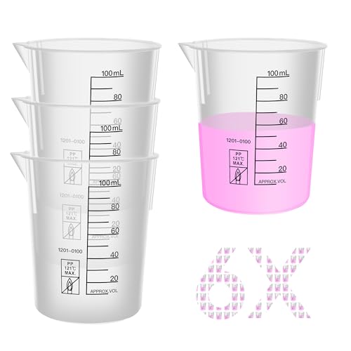 Labvida 6PCS 100ml Autoclavable Stackable Plastic Beakers, LVB012