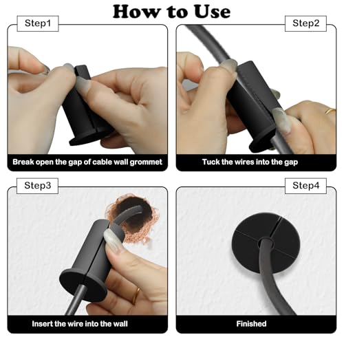 4 Stück Wanddurchführung Kabel Mauerdurchführung Kabel für die Wand, Silikon-Kabeldurchführung, Löcher, Hülsendurchführungen durch die Wand, Wanddurchführungen für Kabel, Heimindustrie, Möbeldraht