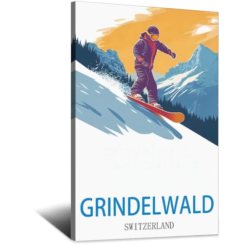 Déco murale vide ? Poster de voyage vintage Grindelwald Suisse 20x30cm pour salon